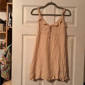 American Eagle Outfitters Light Tan Smocked mini dress